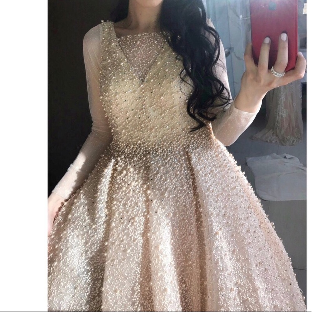 COPY - Champagne pearl dress prom dress